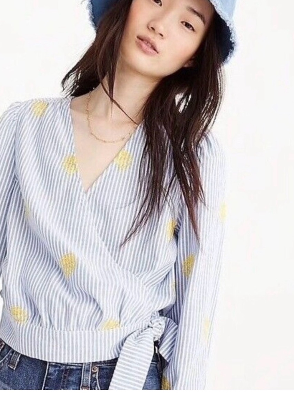 NWT J.Crew XL Pineapple, Striped Tie Blouse